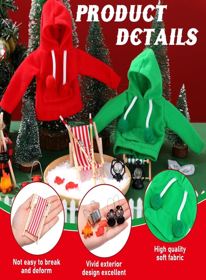 Cozypower 19 Pcs Christmas Elf Fishing Accessories Set Include Clothes Miniature Fishing Accessories Fish Net Mini Lamp Hanging Ring Pot Triangular Simulated Bonfire for Xmas House - Image 2